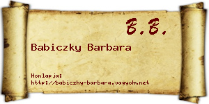 Babiczky Barbara névjegykártya